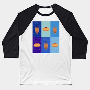 D&amp;D - Doughnuts and Dreidels Blue Grid Baseball T-Shirt